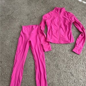 Lululemon Athletica Fuchsia Jacket and Leggings Set